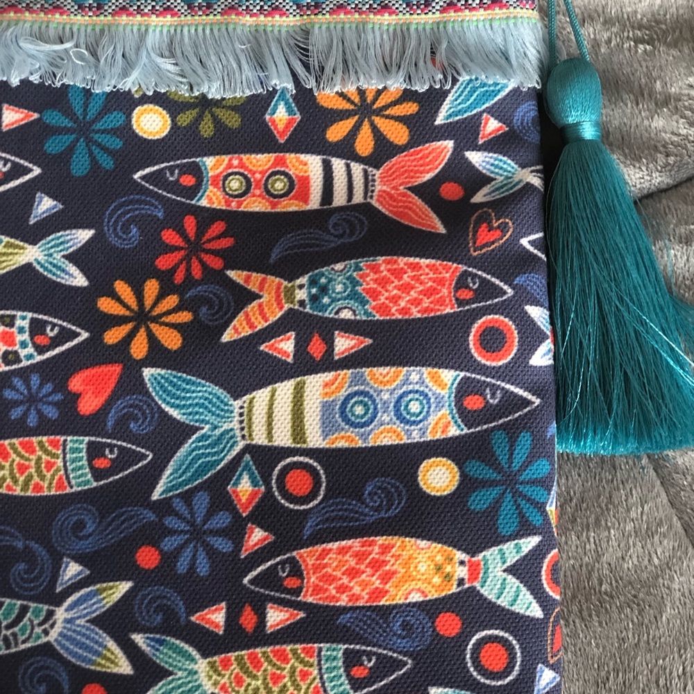 Hand made clutch/ shoulder bag fish design